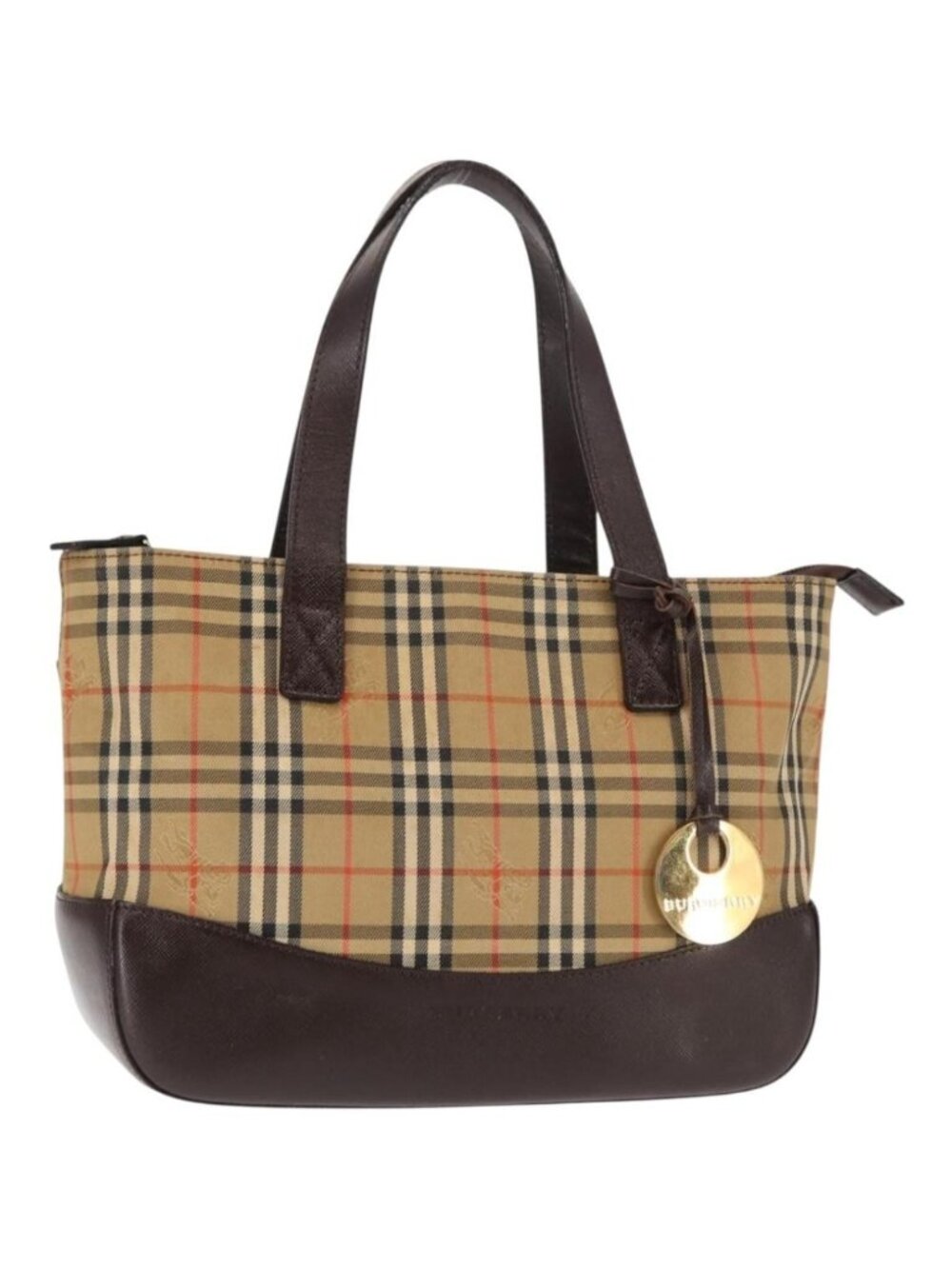 BURBERRY Nova Check Tote Bag Canvas Beige Gold